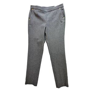 Anne Klein Womens Herringbone Skinny Pants Size 4 Gray Flat Front Classic Office